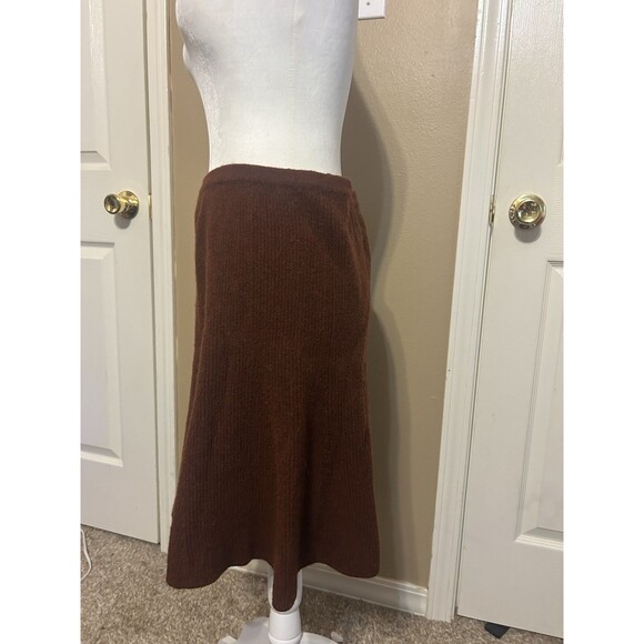 Peruvian Connection Skirt Medium Rust Brown Fit Flare Baby Alpaca wool Ribbed - Picture 3 of 7